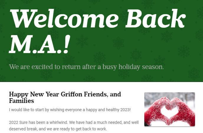 Welcome Back Newsletter