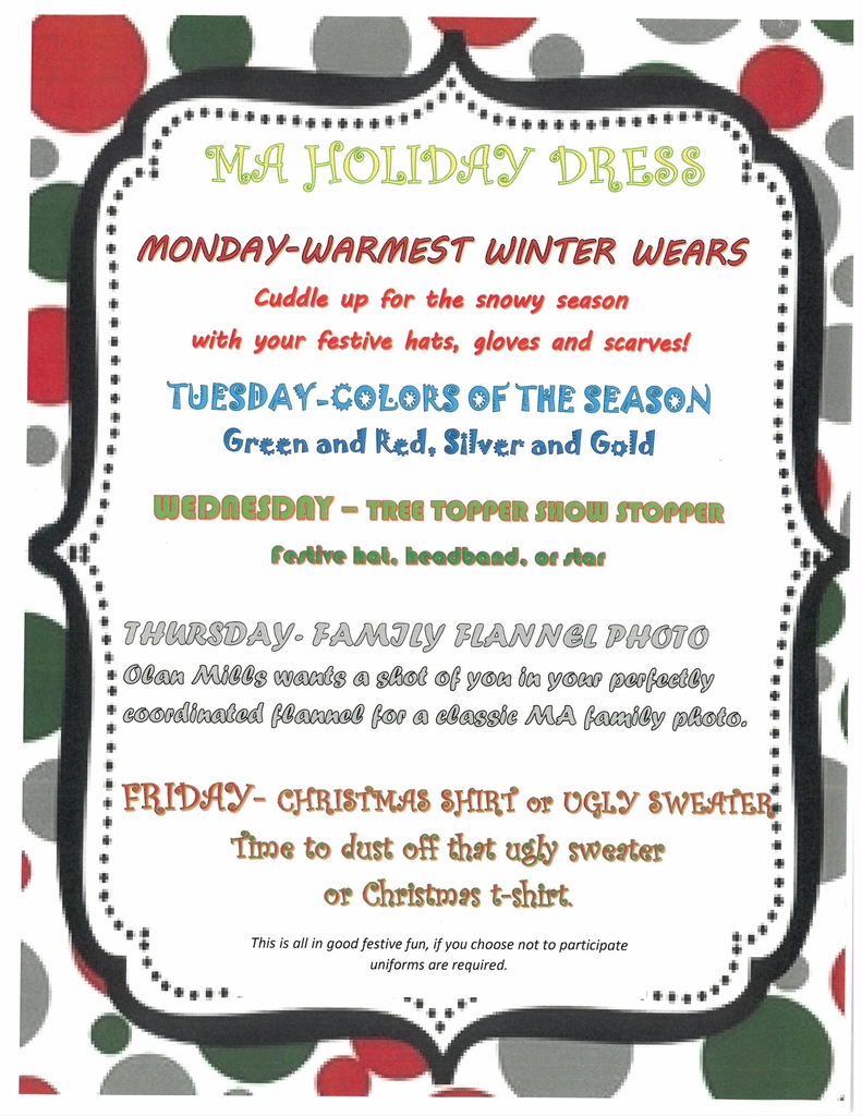 Holiday dress up day dates