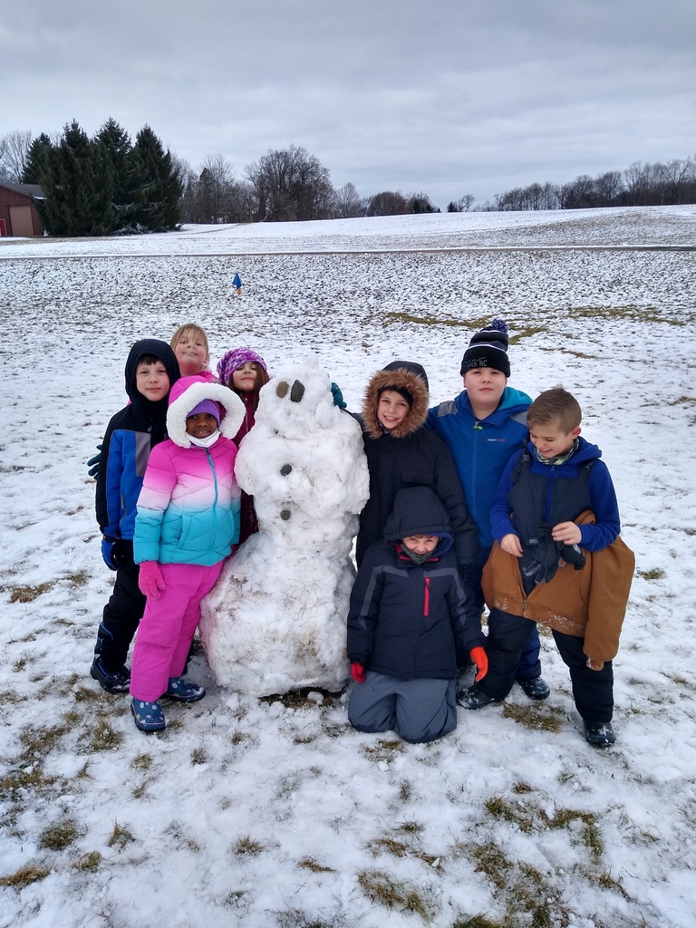 Kids with snowman